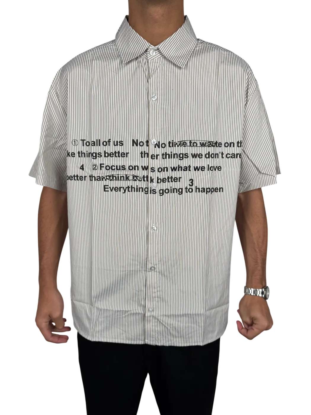 chemise à rayures avec inscription