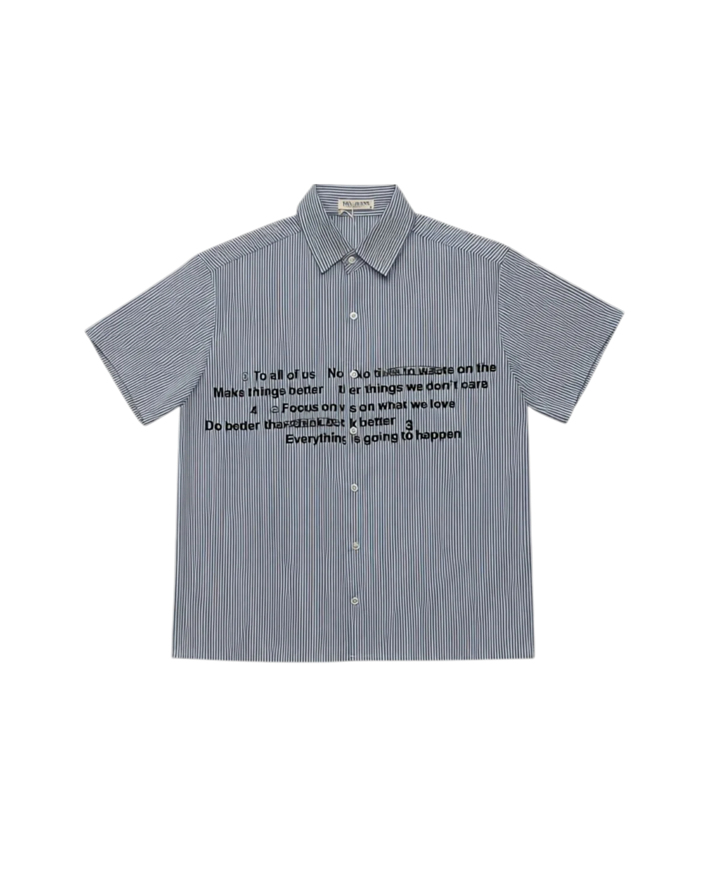 camicia a righe con scritta