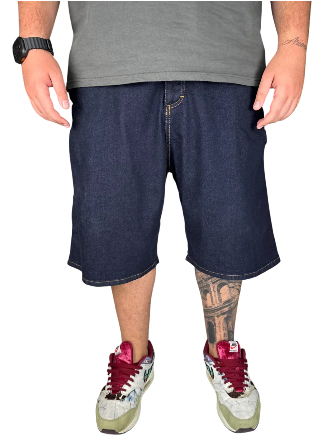 jorts raw denim - Blu