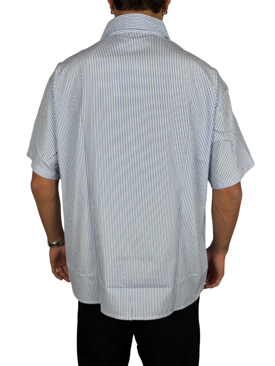 camicia a righe con scritta - Blu