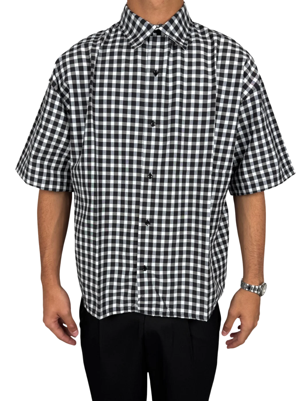 camicia a quadri - Nero