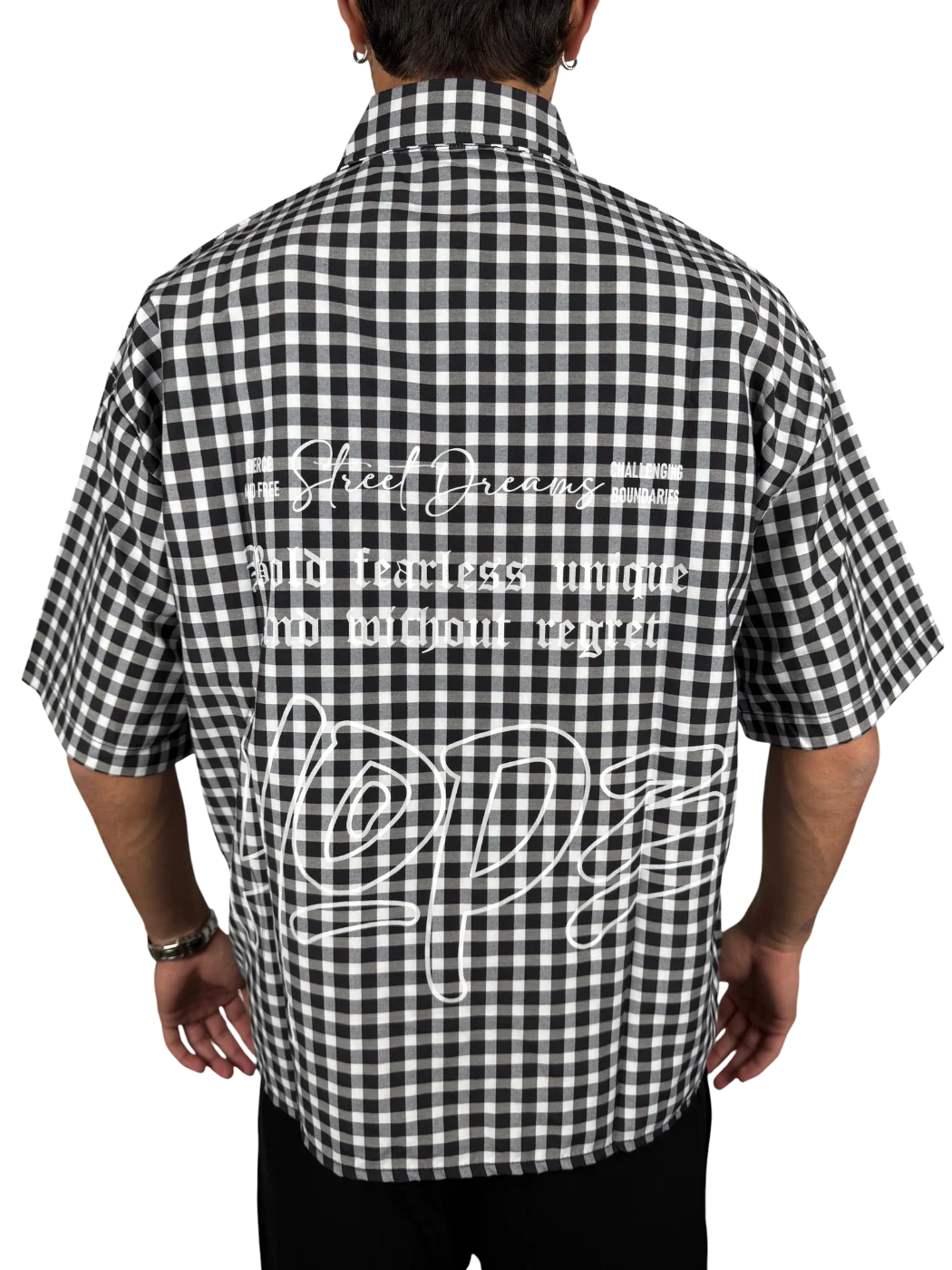 camicia a quadri - Nero