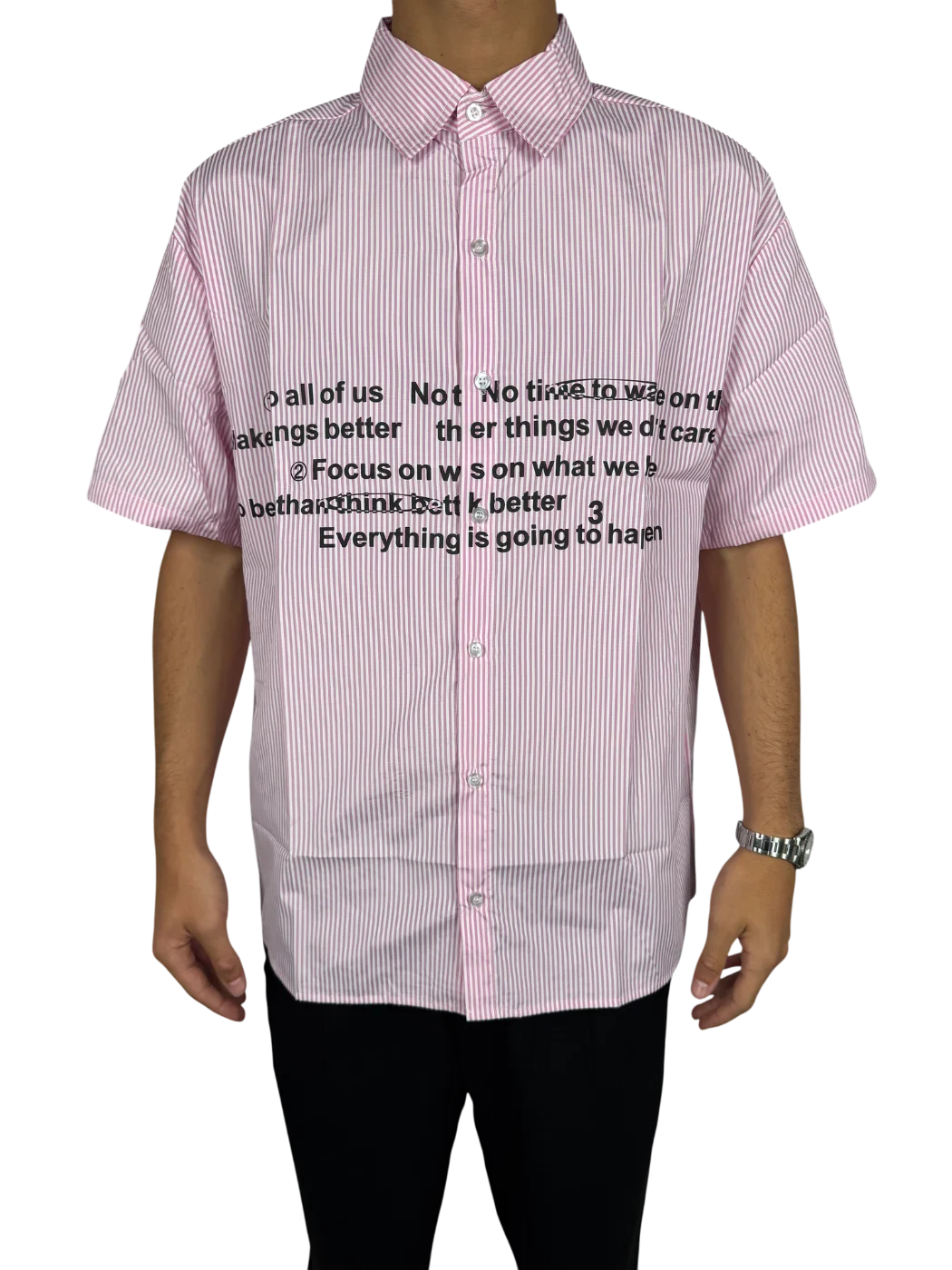 chemise à rayures avec inscription